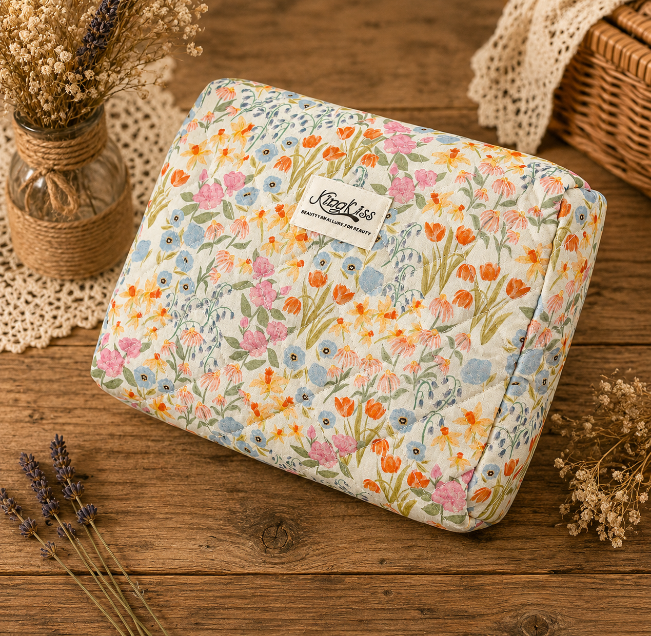 Pastel Color Floral Cosmetic Bag ,Makeup Pouch, Skincare Bag,  Lipstick Bag, Wallet, Storage Bag, Multi-Functional Storage Bag For Cosmetics,