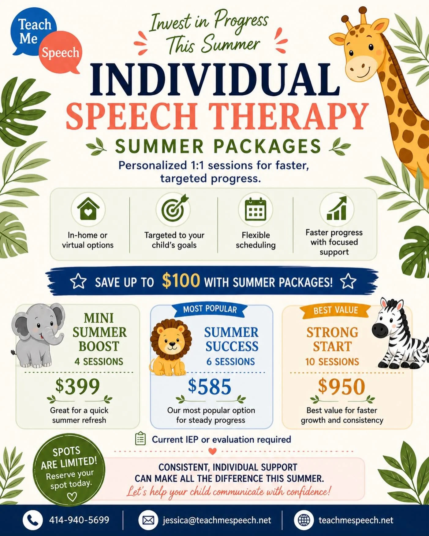 Want faster speech &amp; language progress this summer?

Summer is the perfect time to give your child more focused, individualized support&mdash;without the stress of the school schedule.

I&rsquo;m offering individual summer speech therapy packages