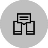 Icon of a bar chart with three bars of different heights and a line graph overlay
