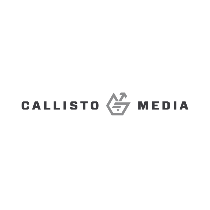 Logo for Callisto Media featuring a stylized geometric icon with arrows and a lowercase 'g', and the words 'Callisto Media' in bold font.