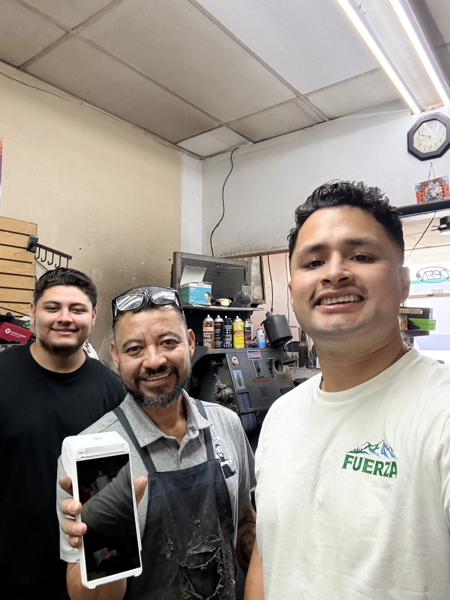 José with Carlos and David at Capri Shoe Repair