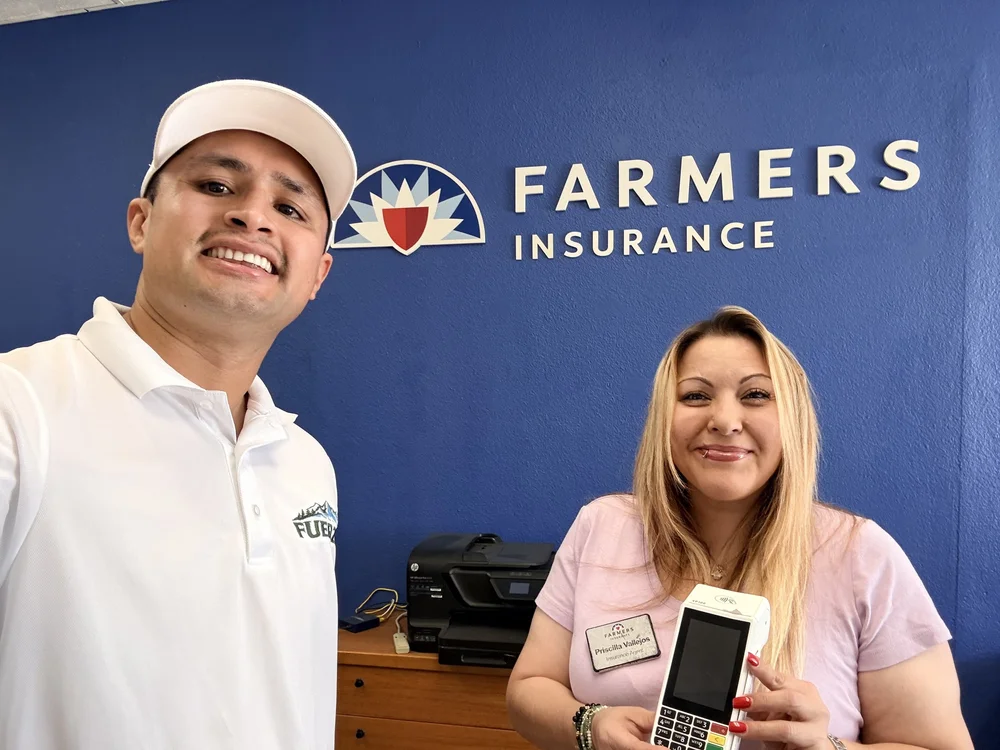 José with Priscilla at her insurance agency