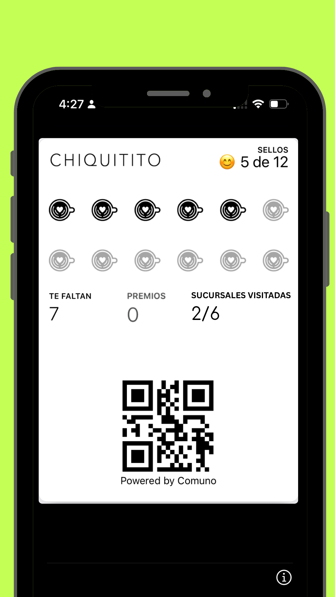 tarjeta de lealtad con reto de ubicaciones