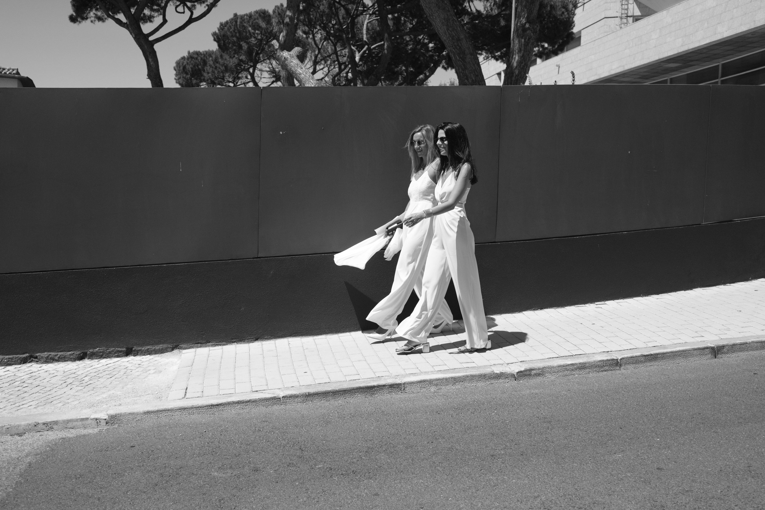 Sofia and Leonor leaving the registry office together after their wedding ceremony in Cascais.