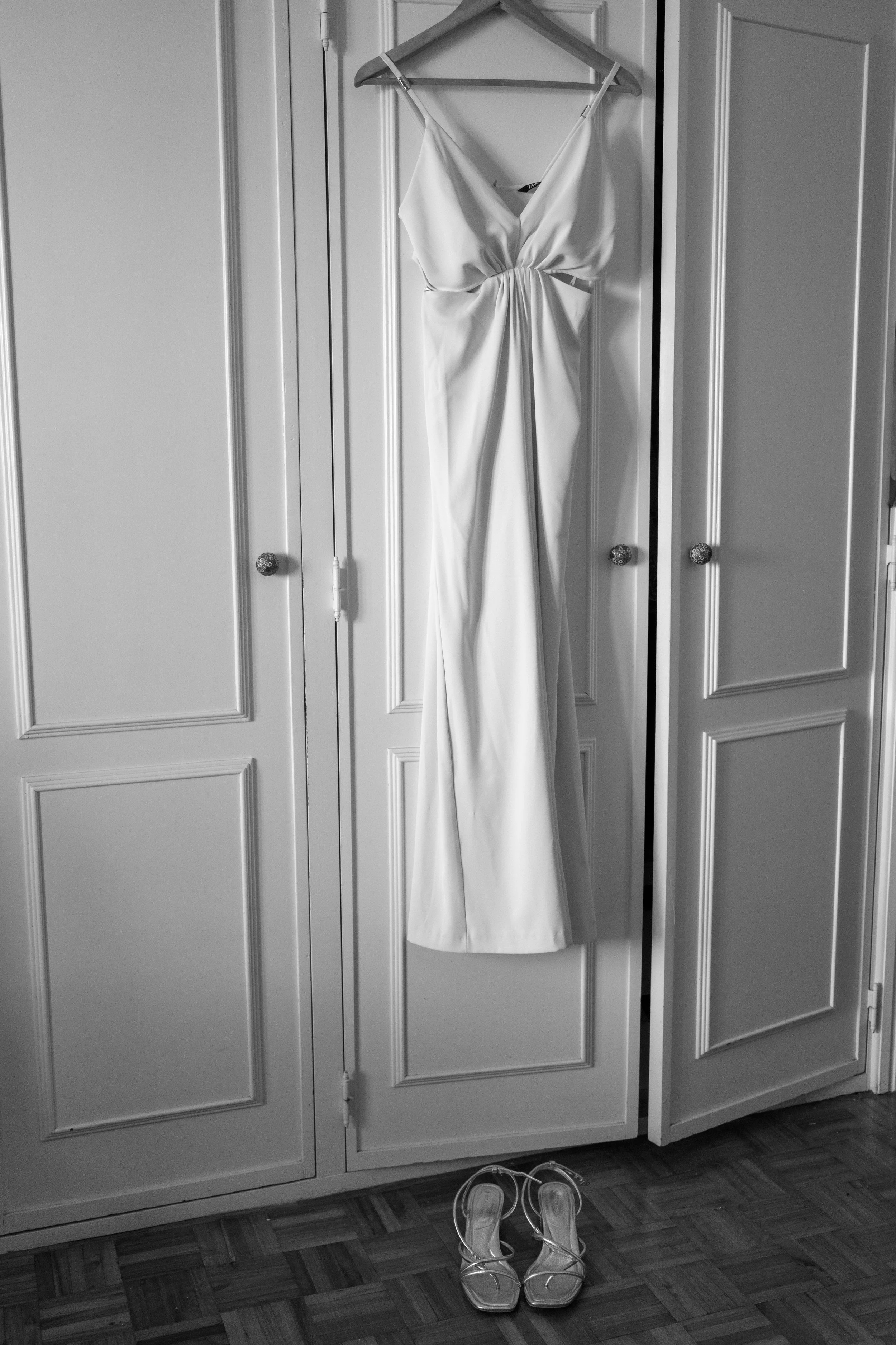 Leonor’s wedding dress hanging in her home before the ceremony.