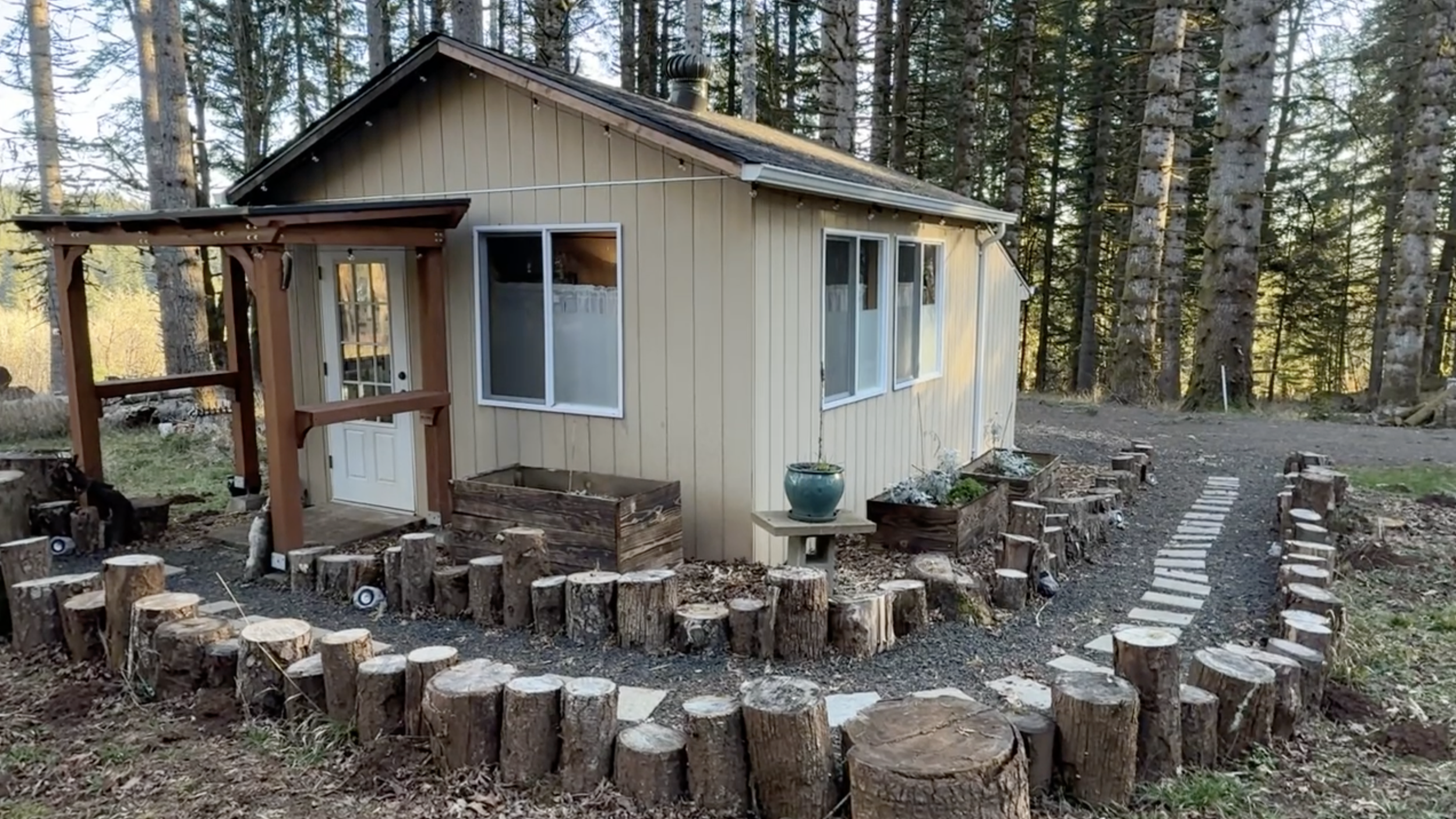 The Studio at emotionart, former shed rebuilt as healing space on the edge of Starker Forest, Corvallis Oregon