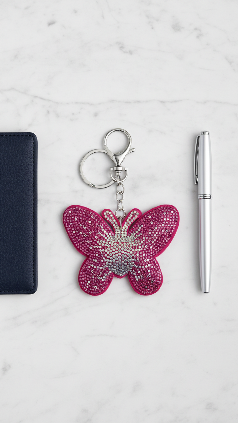 Glittering Butterfly Crystal Keychain