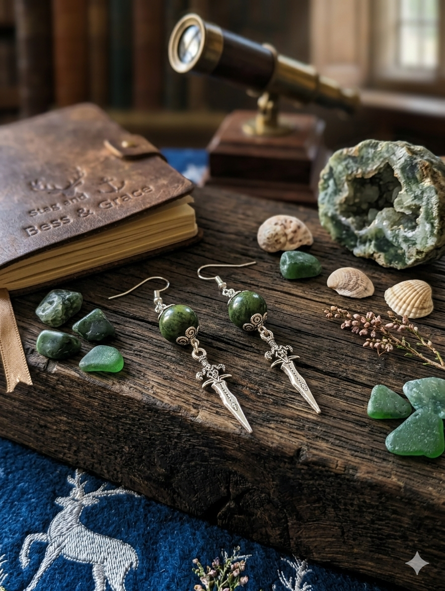 The Connemara Collection - Connemara marble and dagger earrings