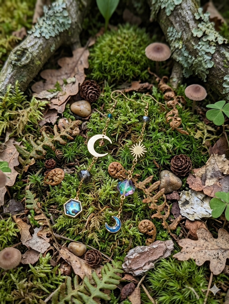 Goddess Collection - asymmetric celestial earrings 