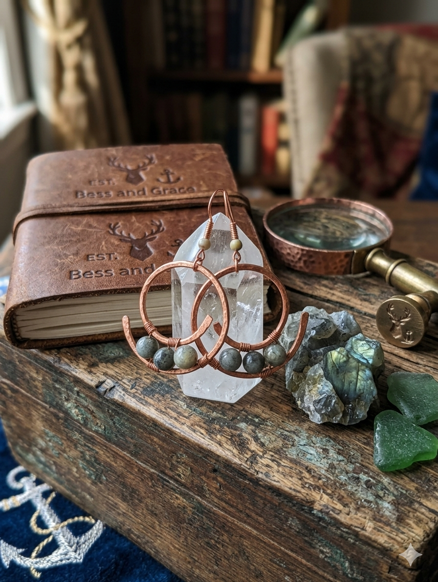 Copper & Salt Collection - raw copper and labradorite earrings