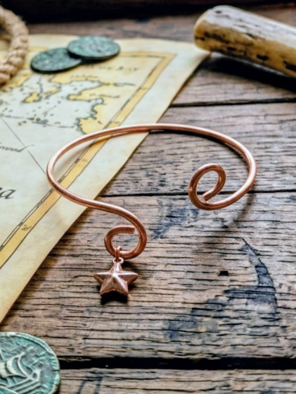 Copper & Salt Collection - raw copper star charm bangle