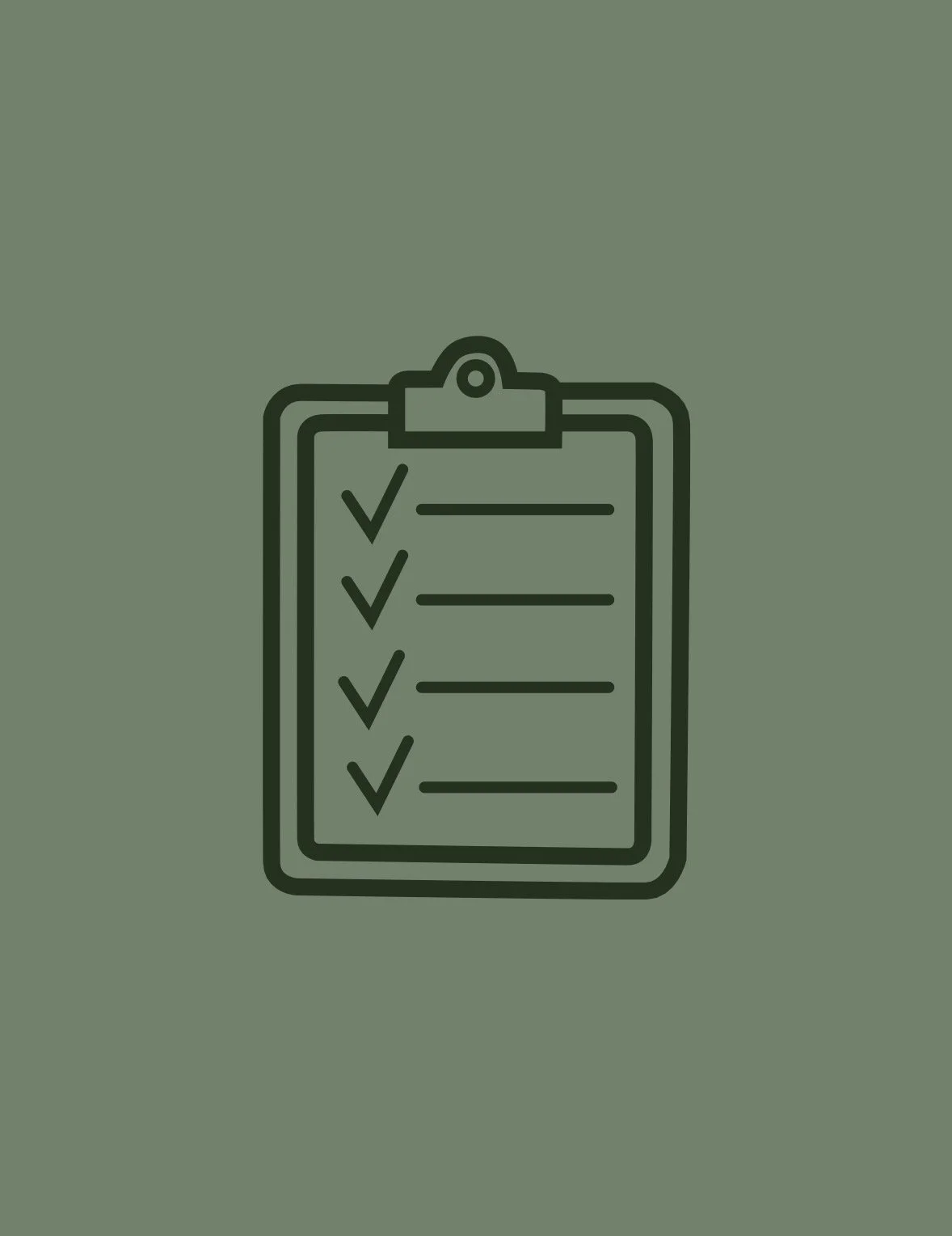 Checklist on a clipboard with five checked items.