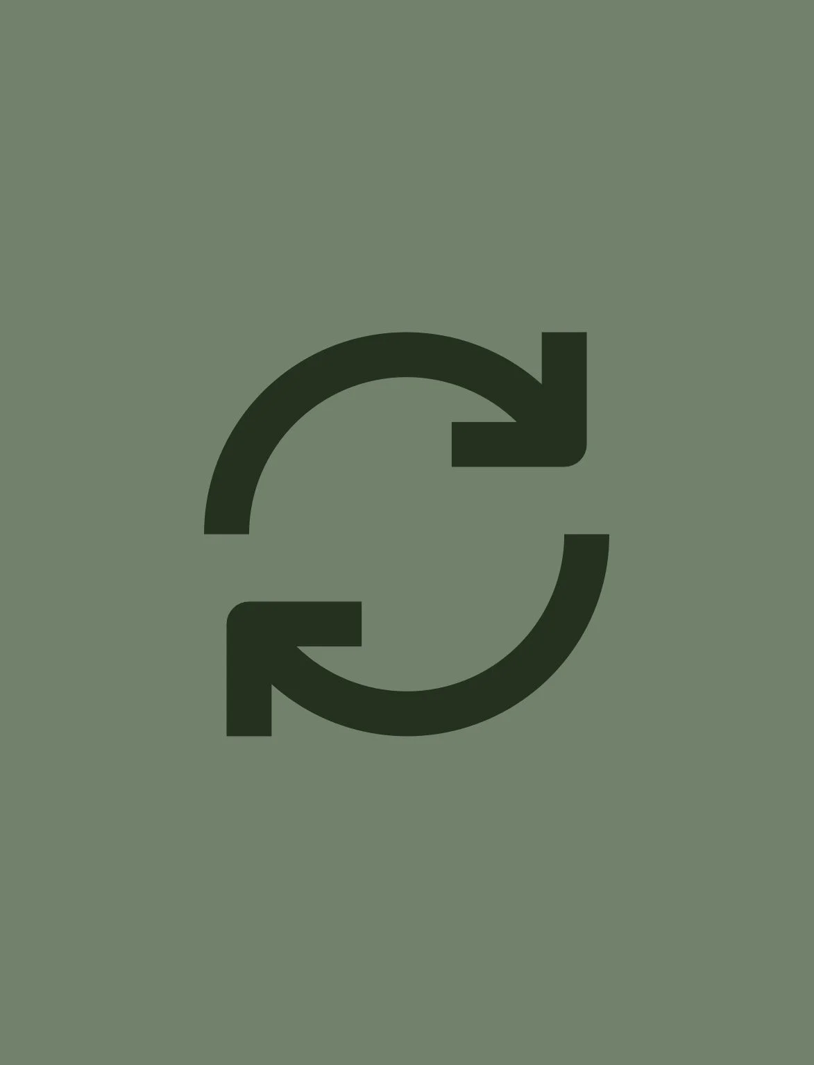 Icon of two circular arrows forming a cycle on a green background.