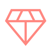 A pink outline of a diamond shape on a white background.