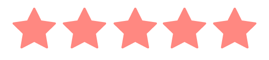 Five pink star ratings.