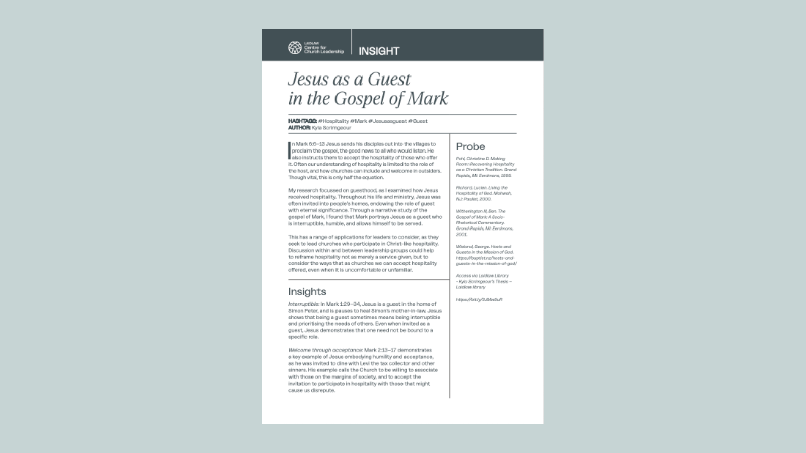 Jesus as Guest in the Gospel of Mark