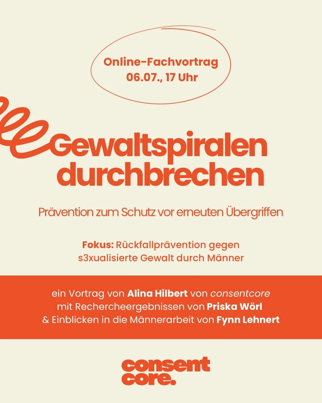 🗣️ Online-Fachvortrag: Gewaltspiralen durchbrechen - Pr&auml;vention zum Schutz vor erneuten &Uuml;bergriffen
(Fokus: R&uuml;ckfallpr&auml;vention gegen s3xualisierte Gewalt durch M&auml;nner)

Als S3xualp&auml;dagogin &amp; Fachkraft f&uuml;r R&uum