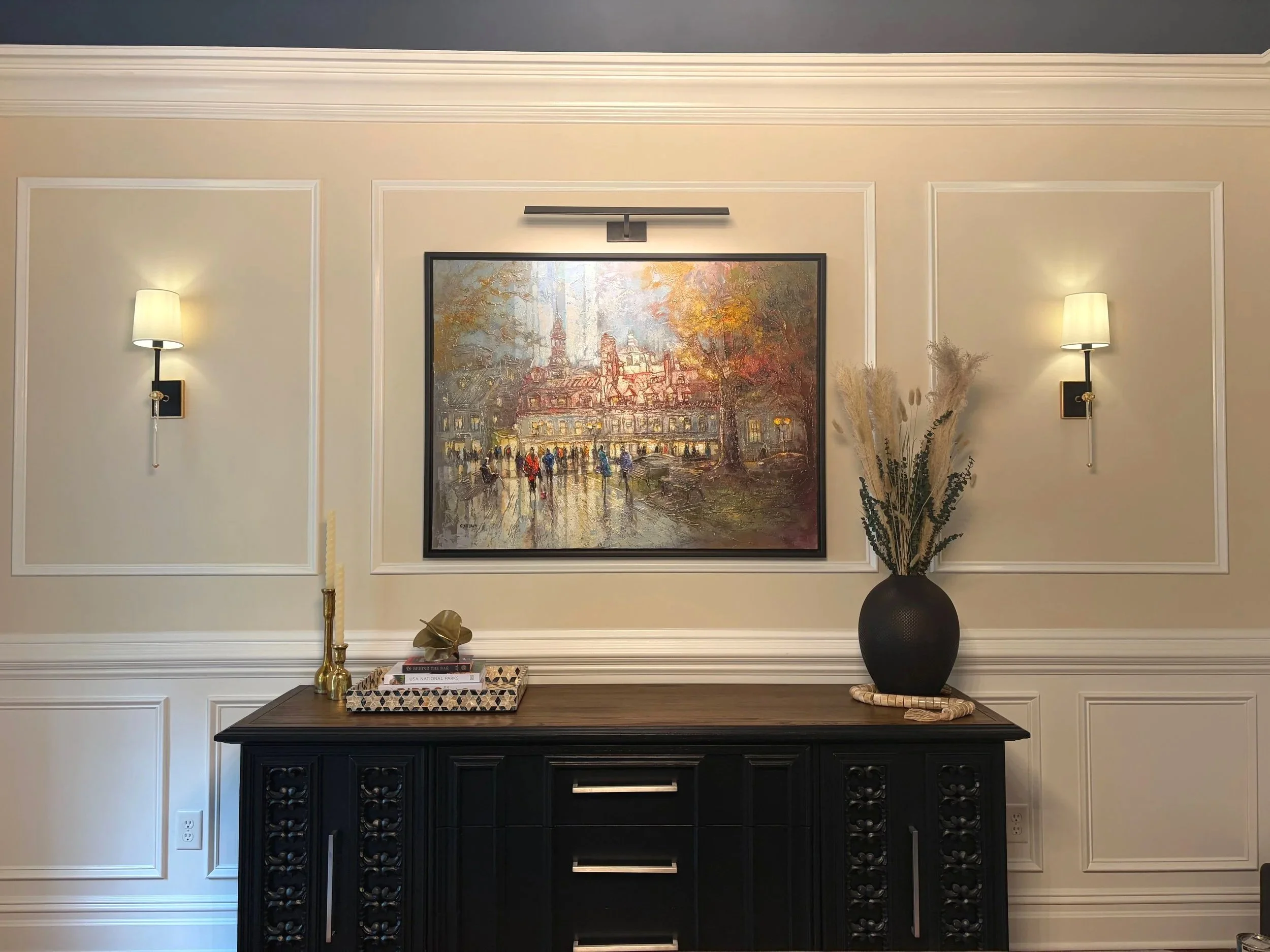 Randall dining room — sideboard and artwork