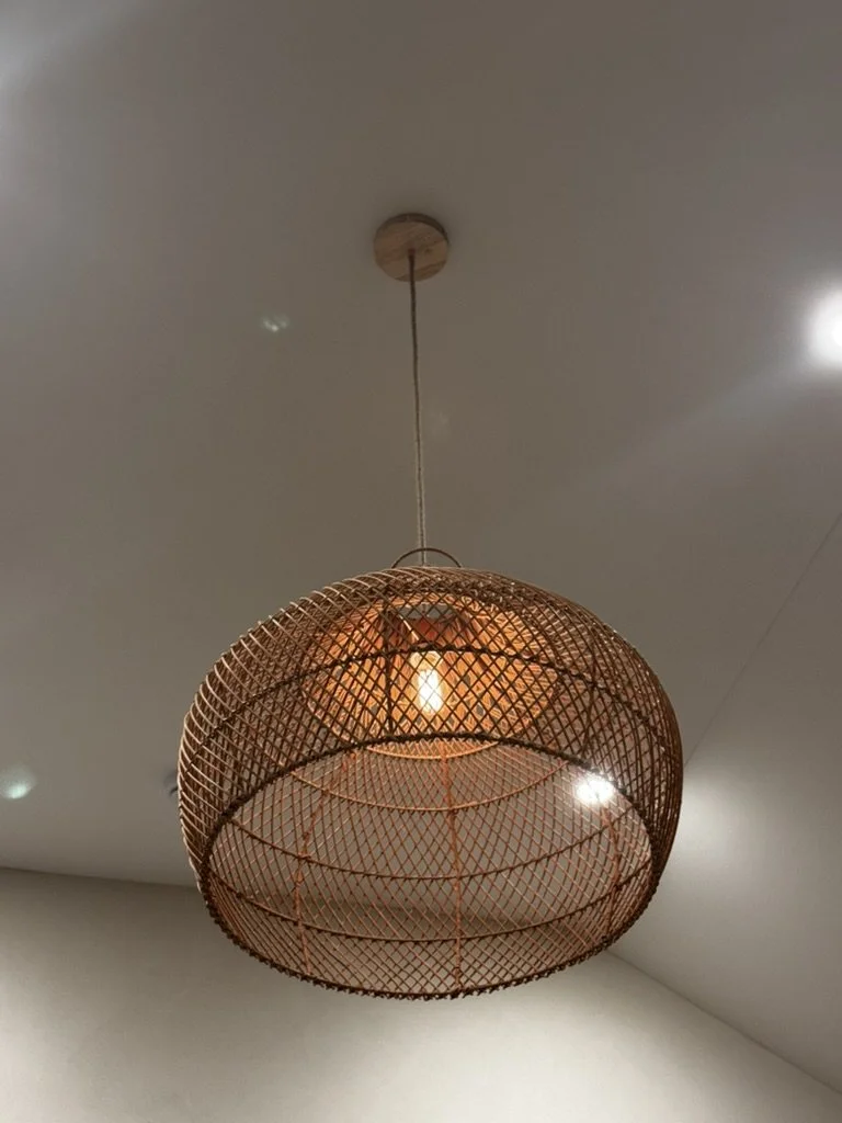 Open-weave rattan pendant