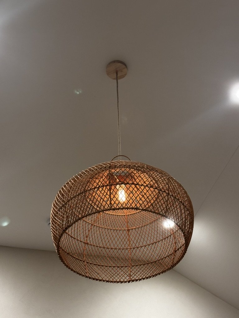 Open-weave rattan pendant
