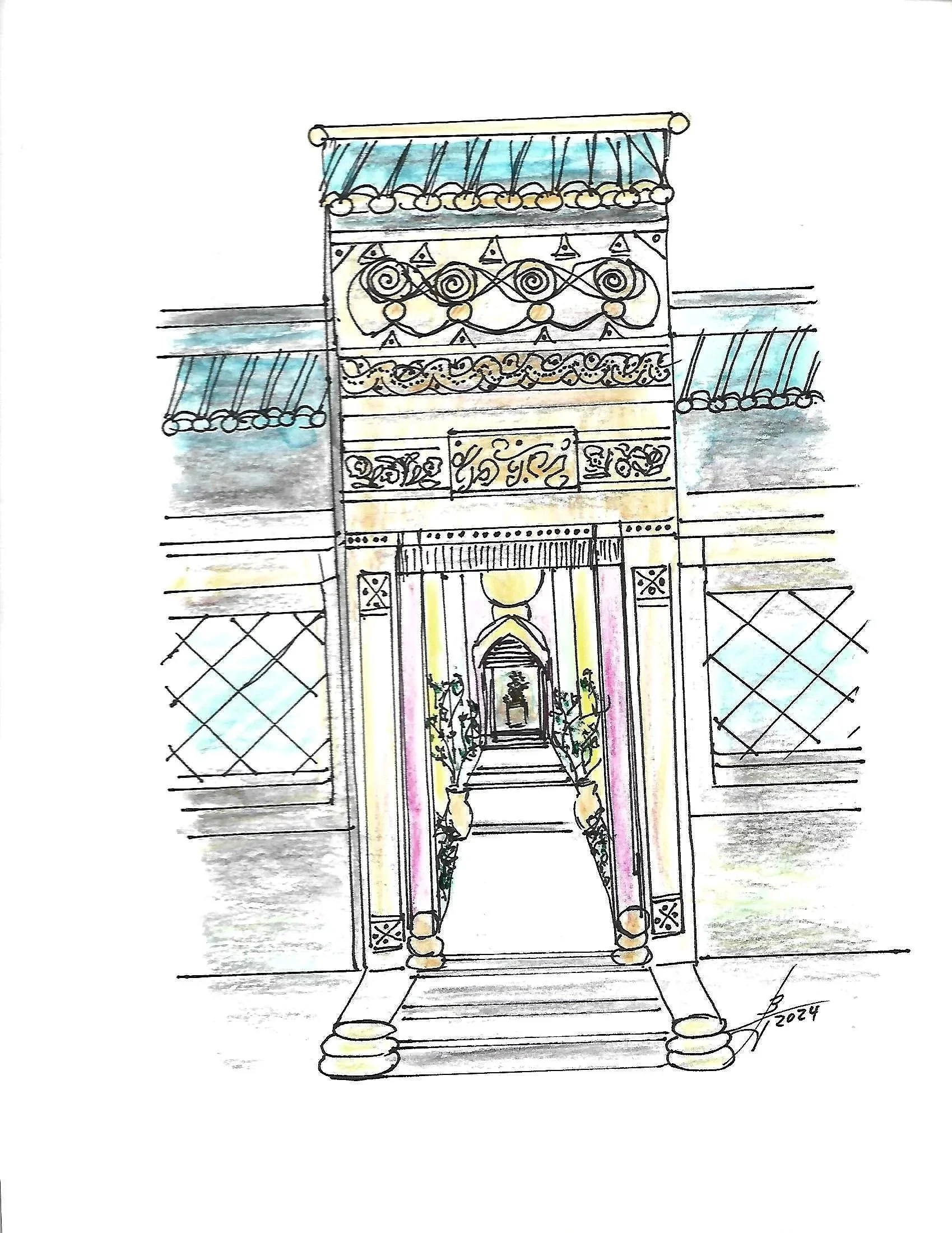 Temple in Japan      9X12    Pen and Ink   $150 
