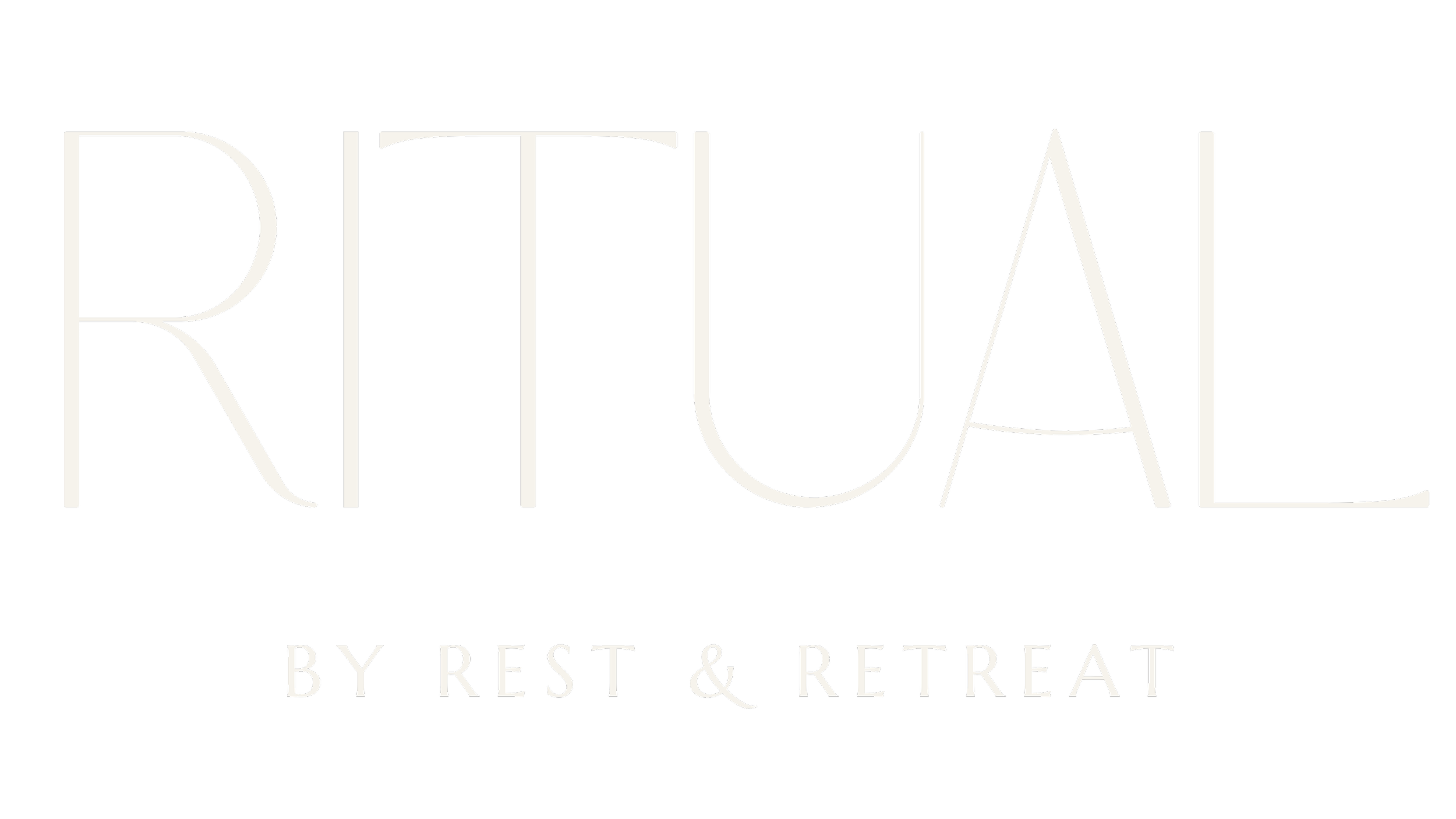 Logo for RITUAL by Rest & Retreat with elegant white lettering on a black background.