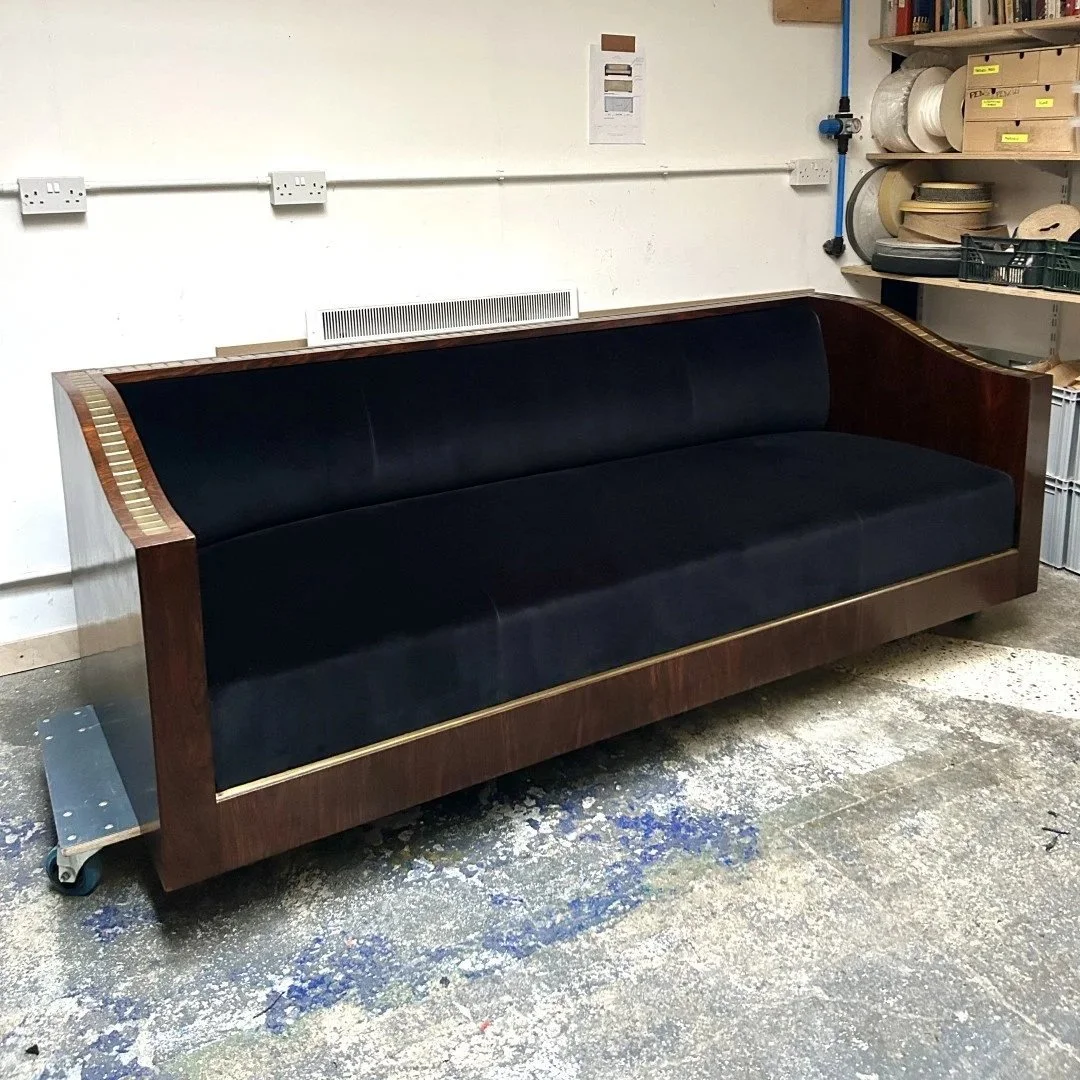 Christian Krass Art Deco Rosewood and Gilt Sofa Upholstery 