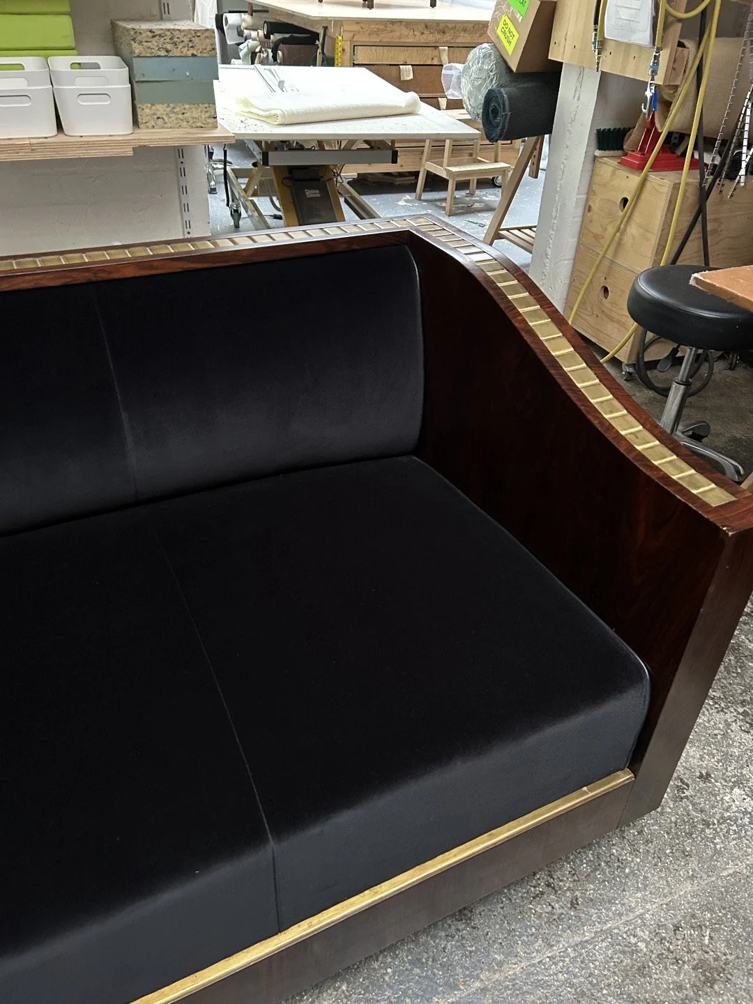 Christian Krass Art Deco Rosewood and Gilt Sofa Upholstery 