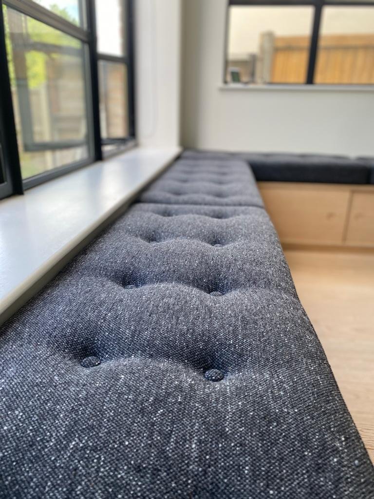Bespoke Buttoned Dining Bench Cushions