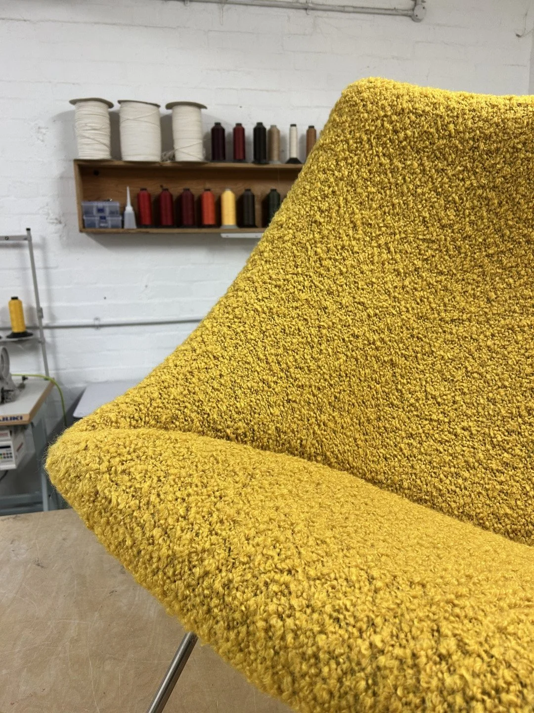 Pierre Paulin Oyster Chair with new upholstery in Dedar Boucle 