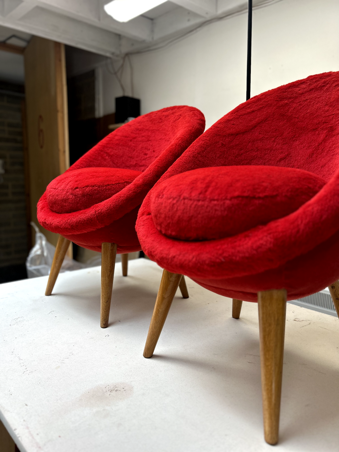 Jean Royere Oeuf Chairs Reupholstery