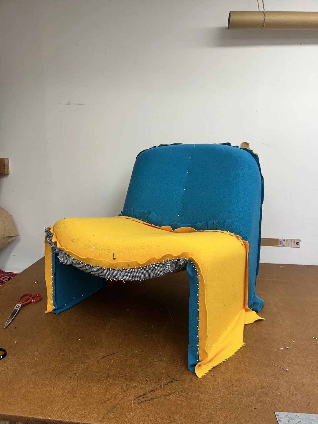 Tailoring templating process - Giancarlo Piretti Alky Chairs upholstered by Hayward Studio Upholstery