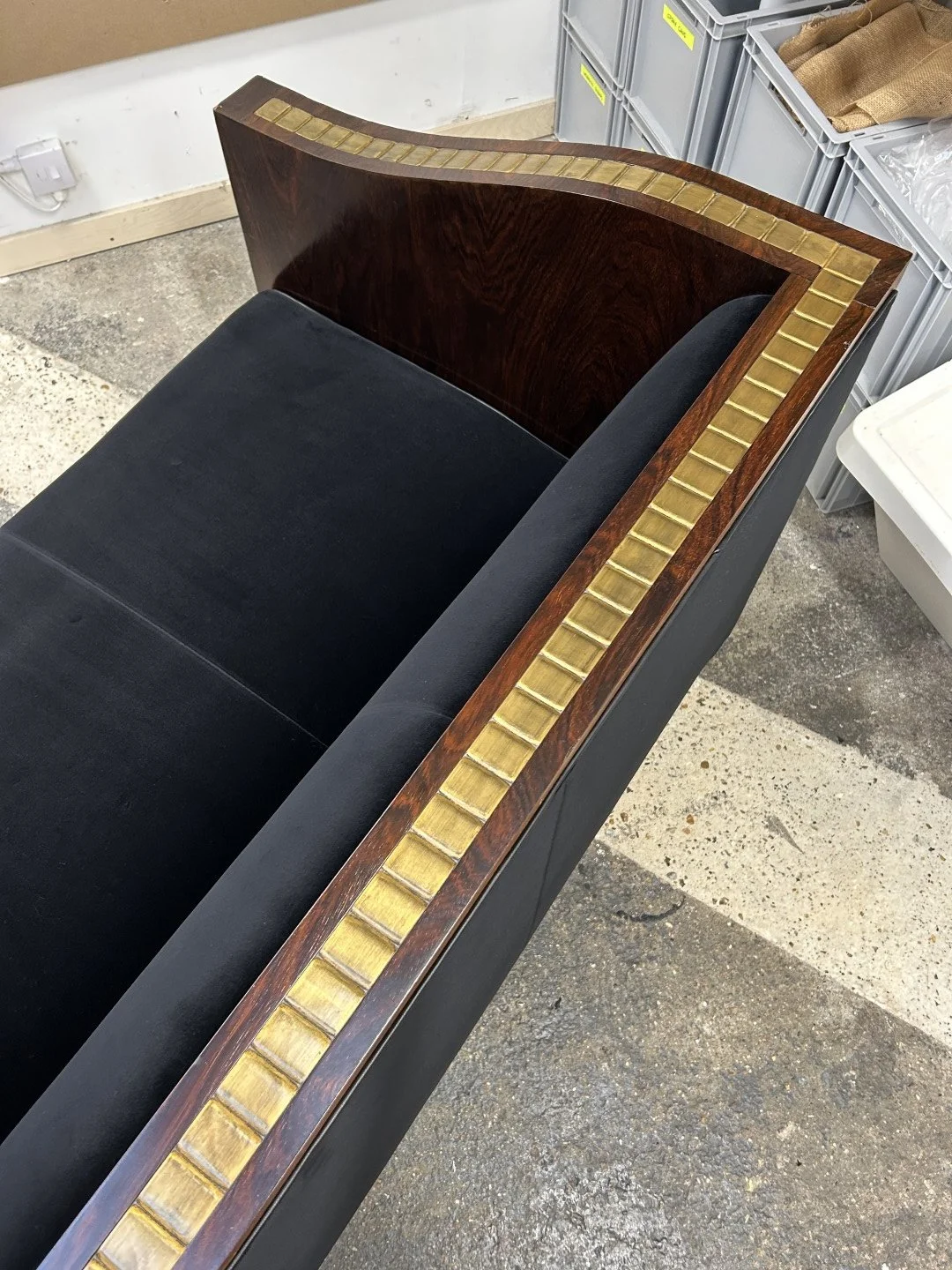 Christian Krass Art Deco Rosewood and Gilt Sofa Upholstery 