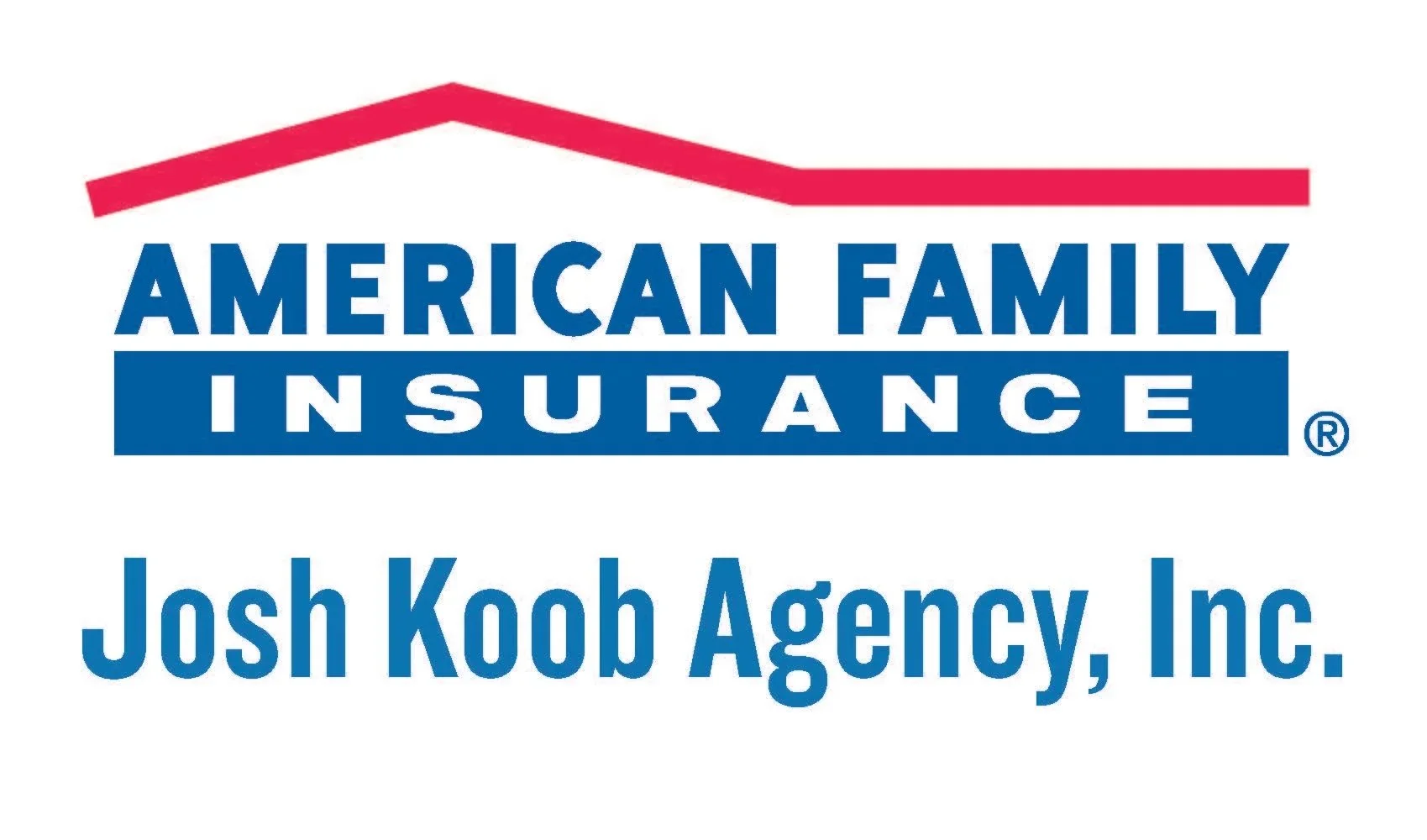 Logo of American Family Insurance with red roof outline, blue company name, and text 'Josh Koop Agency, Inc.' underneath.