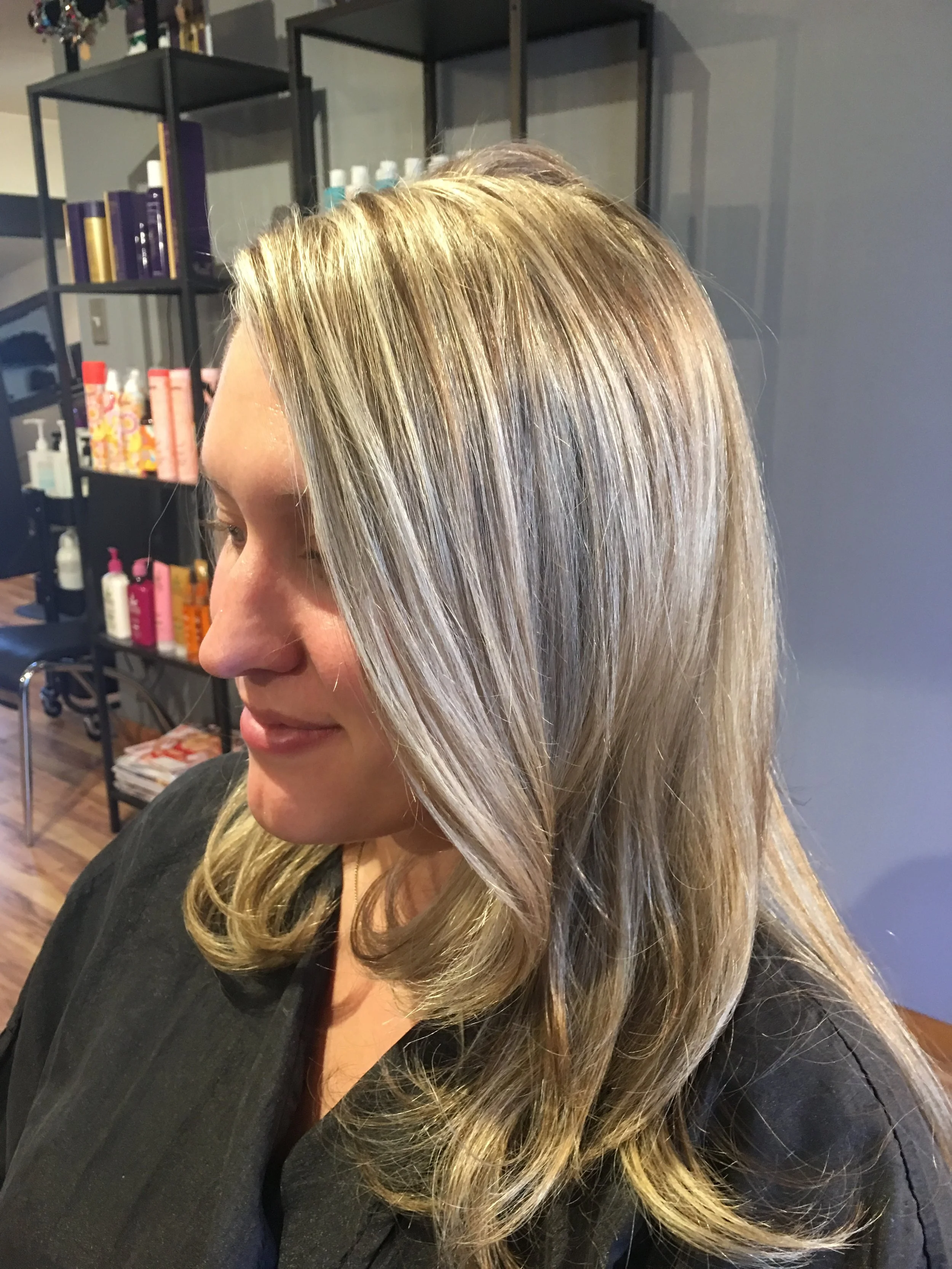 Full foil icy blonde highlights by Denver Cherry Creek hair color specialist