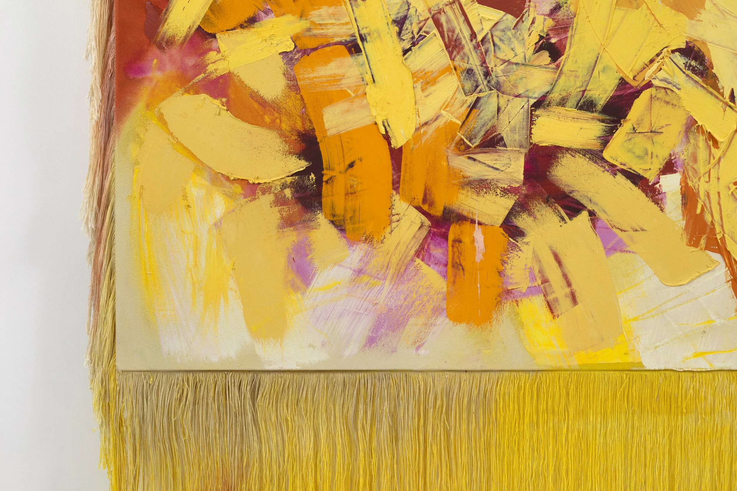 The Golden Path, 2024 (detail)
Watercolor and oil paint on canvas
72 × 57 in