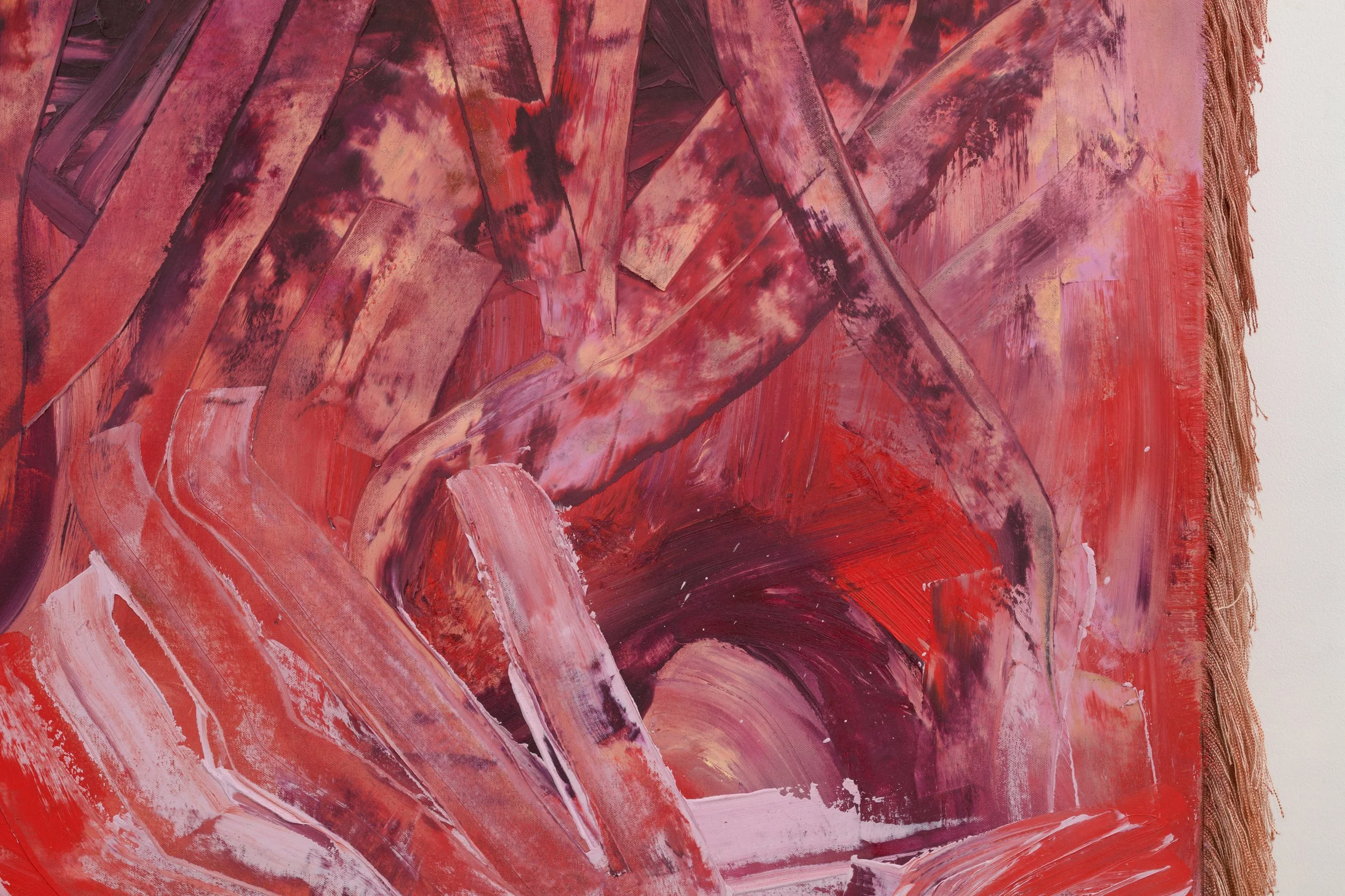 Lipstick and Wine Coolers, 2024 (detail)
Watercolor and Oil Paint on canvas
56 × 46 in