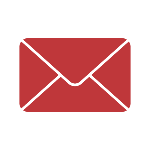 Icon of a closed red envelope or mail envelope on a black background.