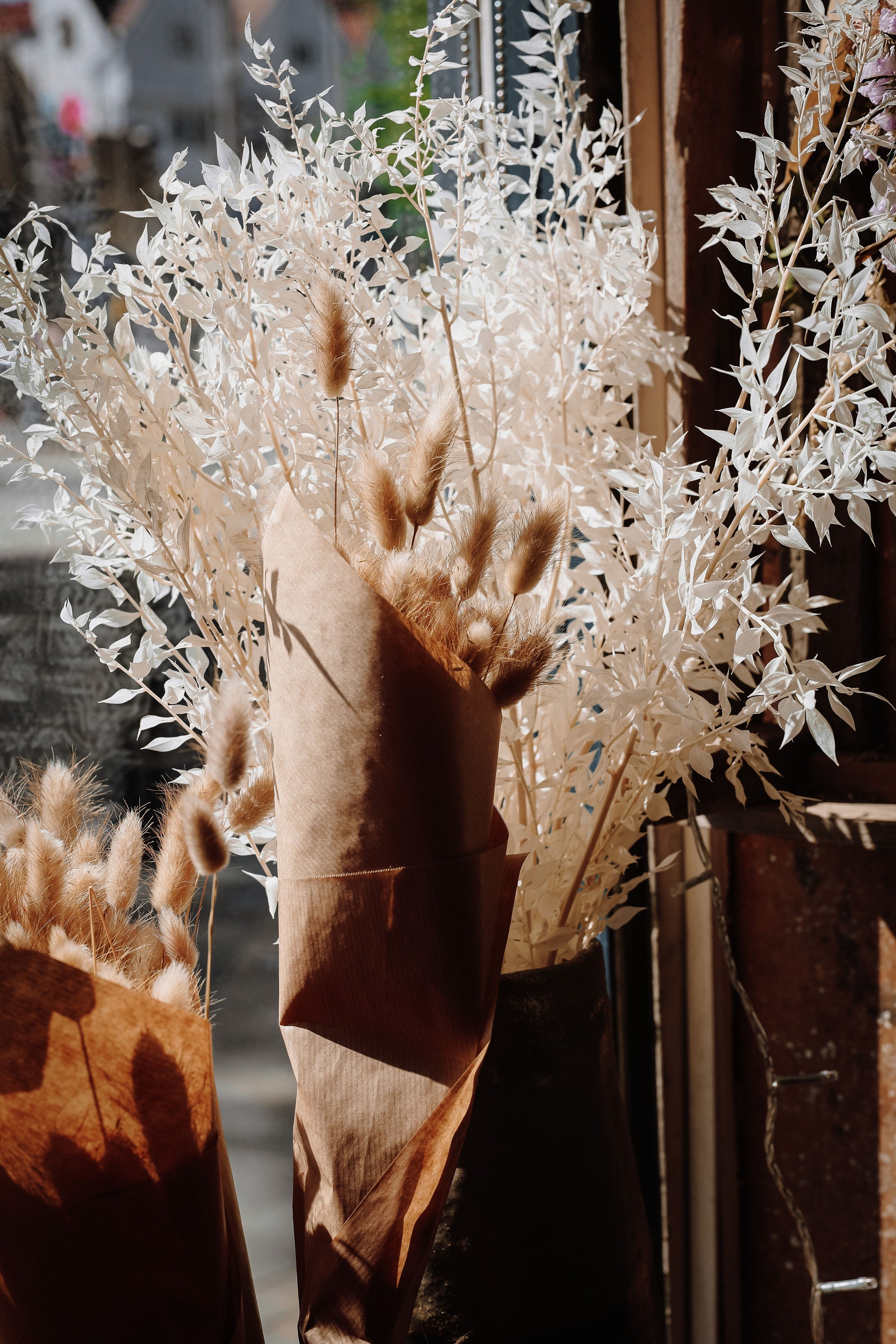 A dried bouquet of rustic bridal flowers