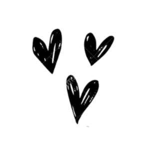 Four black heart shapes.