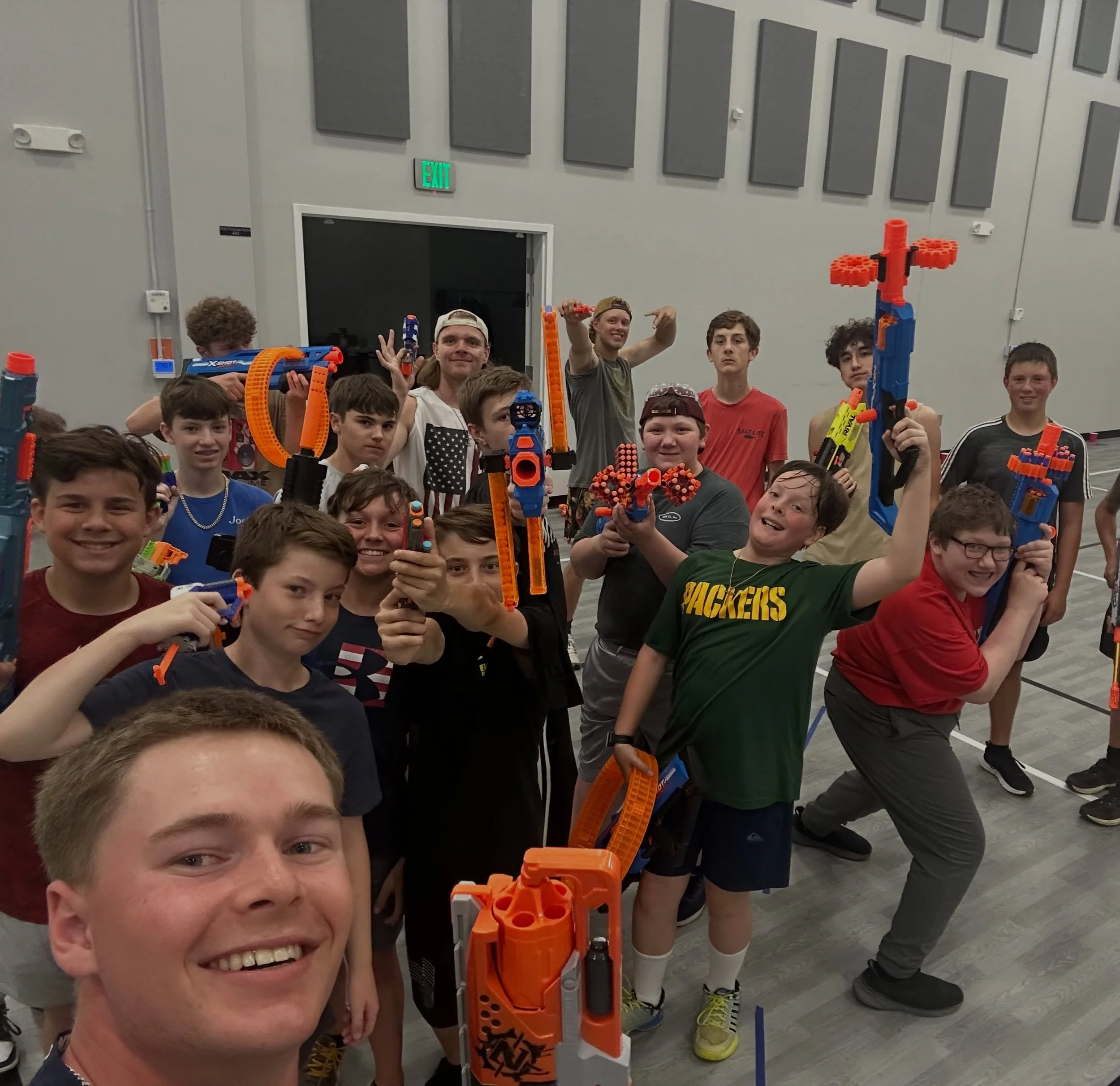 What happens when you put a bunch of middle school and high school guys together for an all-night lock-in? 😅

🔫 Nerf Gun Battles (Capture the Flag &amp; Team Death Match)
⚽ Gaga Ball
🙈 Sardines
🎮 Video Games
🎬 Movies in the Youth Room
🍪 Plenty 