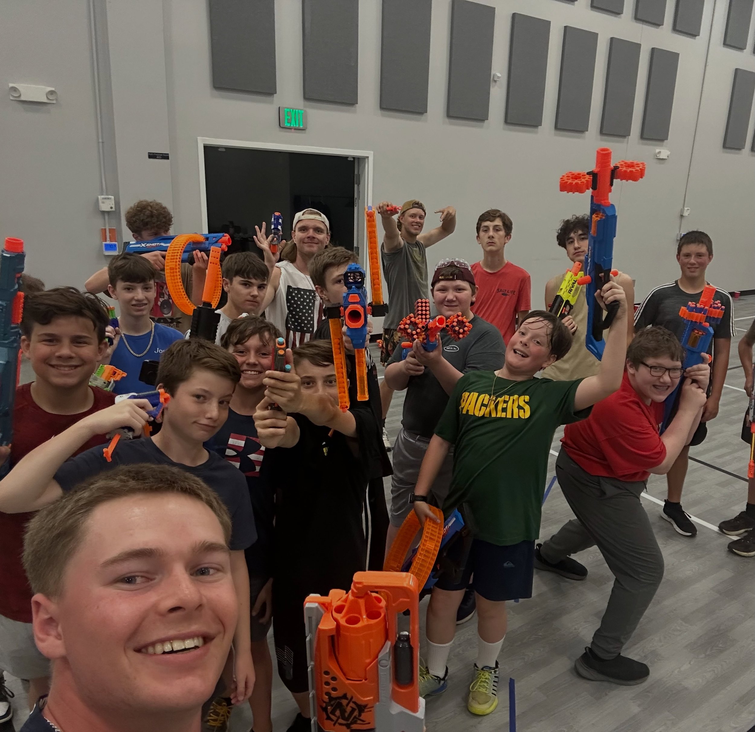 What happens when you put a bunch of middle school and high school guys together for an all-night lock-in? 😅

🔫 Nerf Gun Battles (Capture the Flag &amp; Team Death Match)
⚽ Gaga Ball
🙈 Sardines
🎮 Video Games
🎬 Movies in the Youth Room
🍪 Plenty 