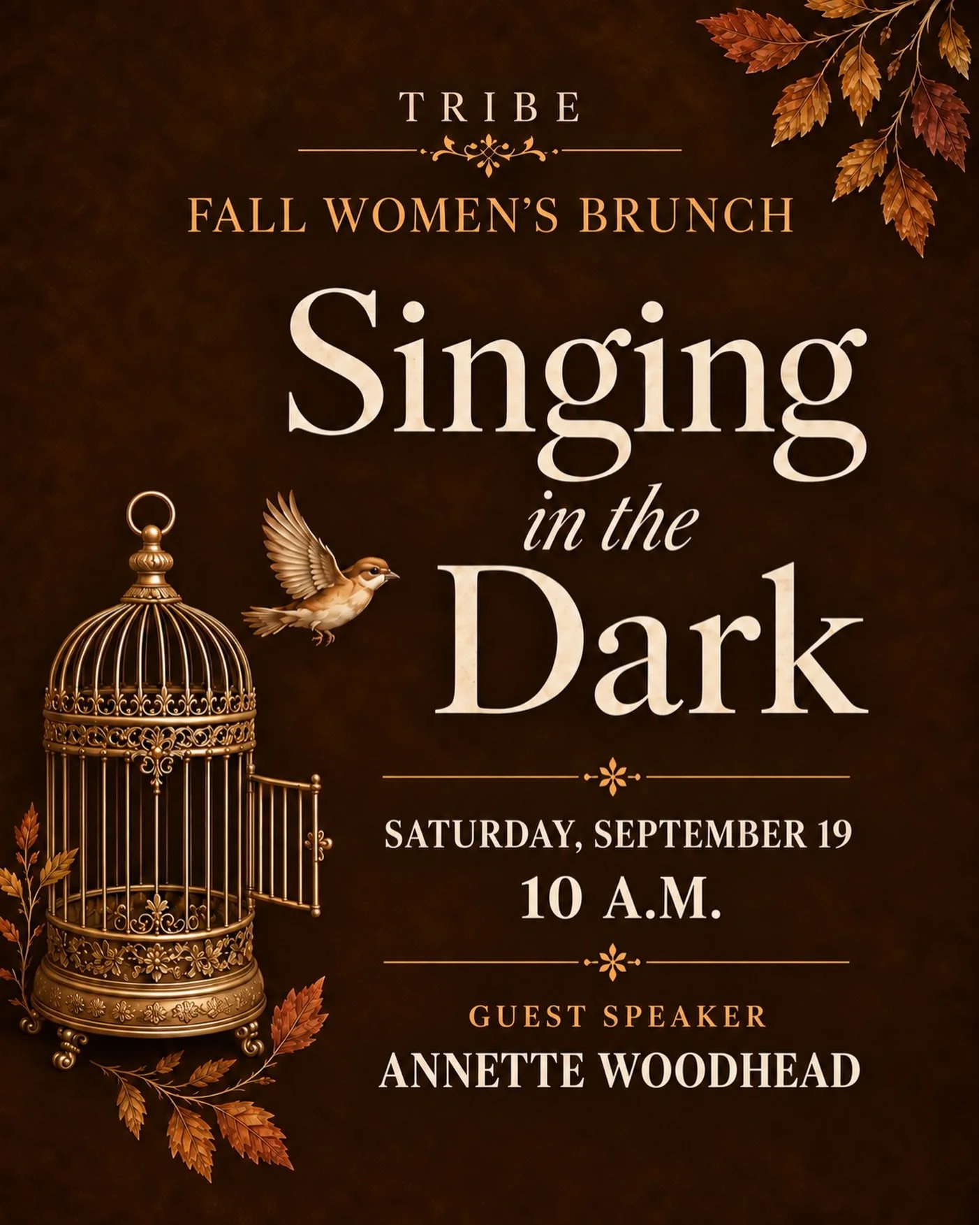 🍂 Women&rsquo;s Fall Brunch is this Saturday! Today is your last chance to register with early bird pricing. The cost goes up tomorrow!

Join us for a beautiful morning of food, connection, worship, and encouragement with guest speaker Annette Woodh