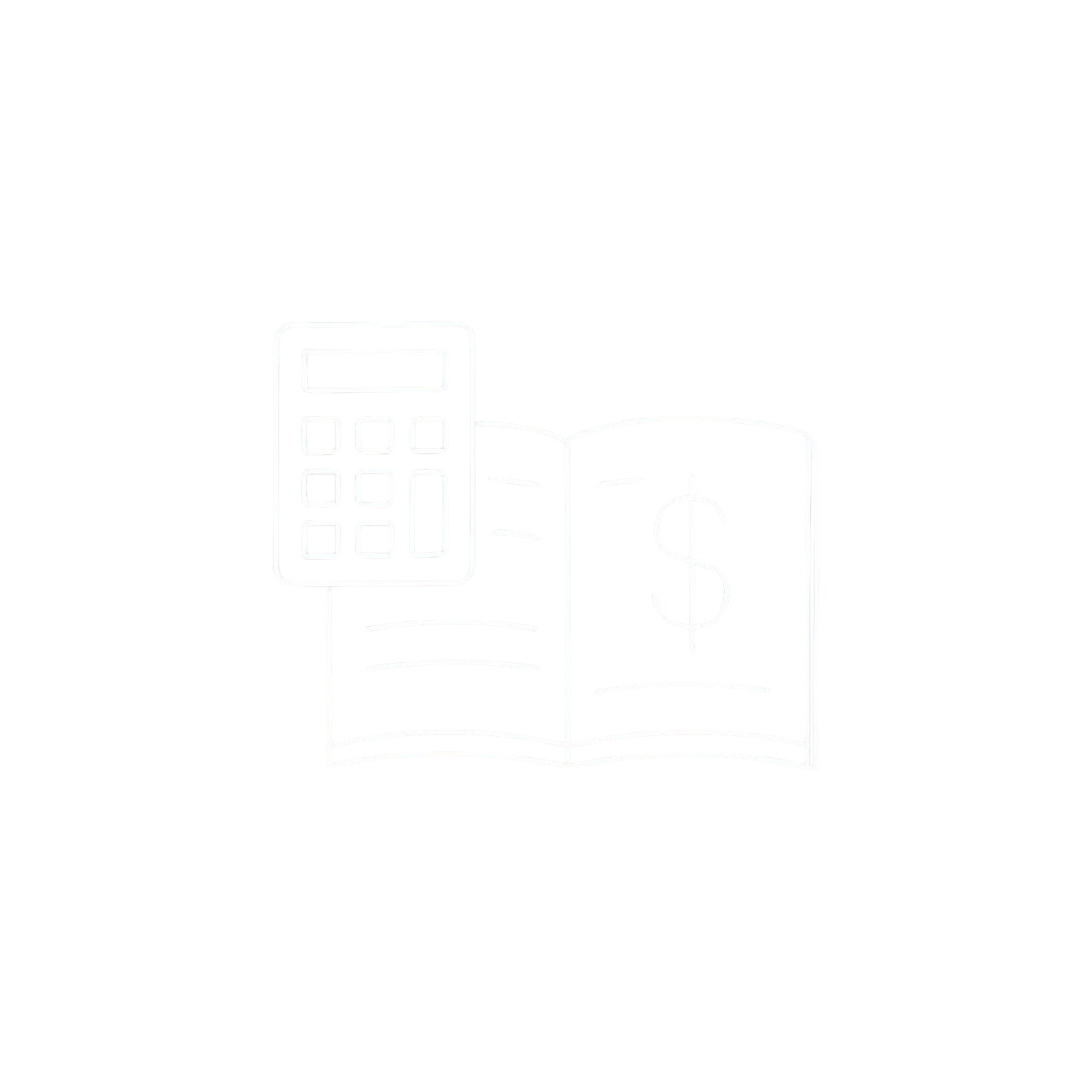 A digital illustration of a calculator and a file folder containing a dollar sign.