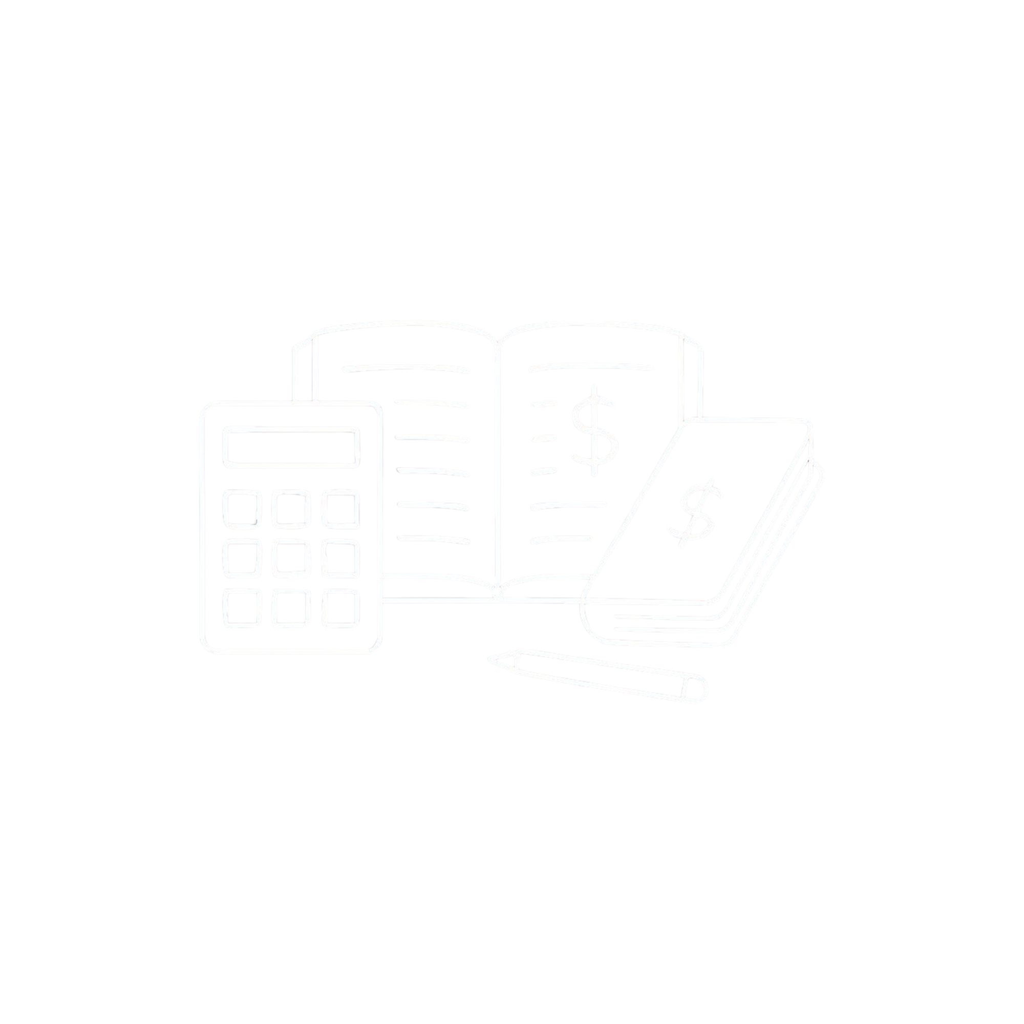 Financial documents, calculator, smartphone, and pen arranged on a surface.