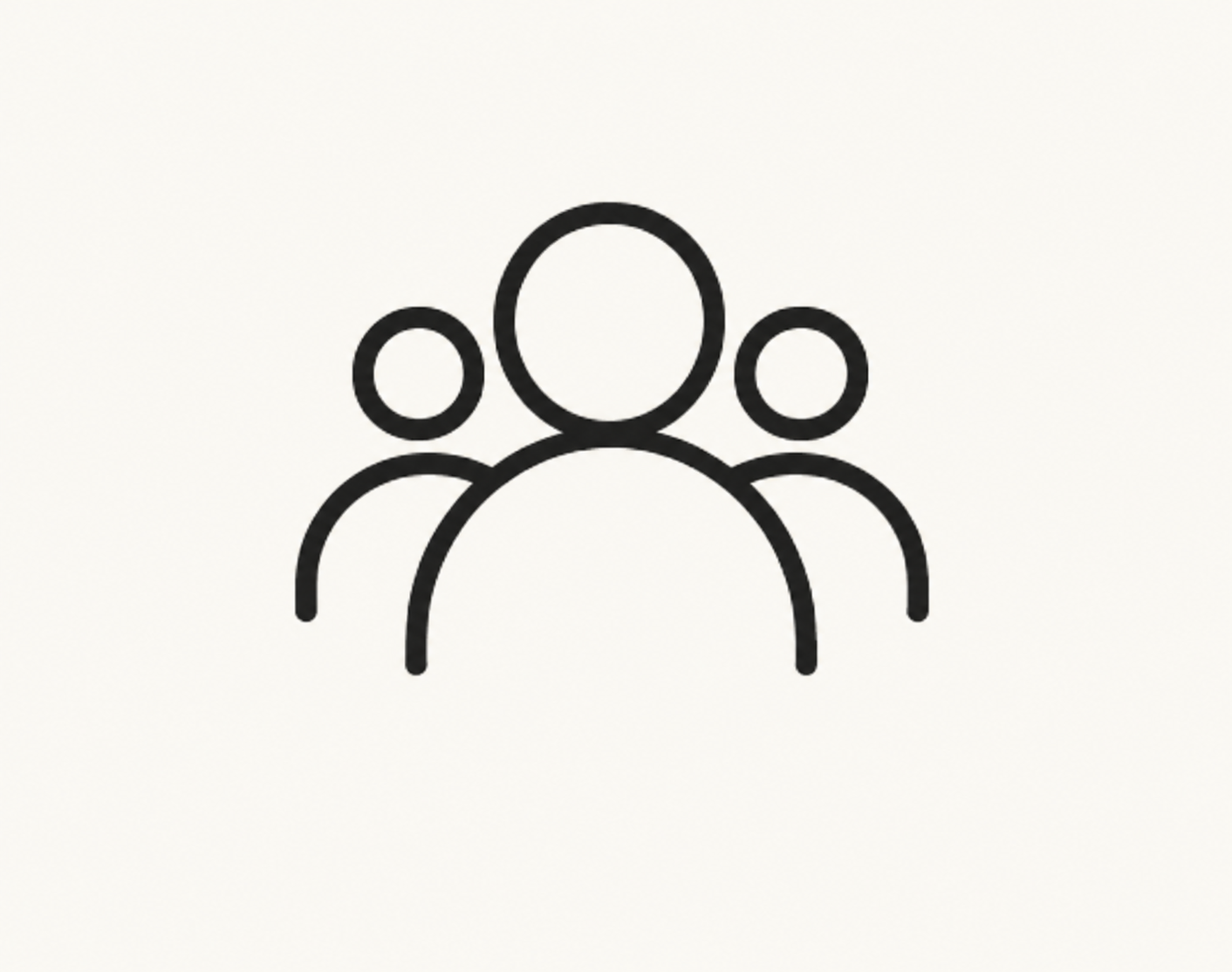 Icone représentant plusieurs personnes, symbolisant un groupe ou une communauté.