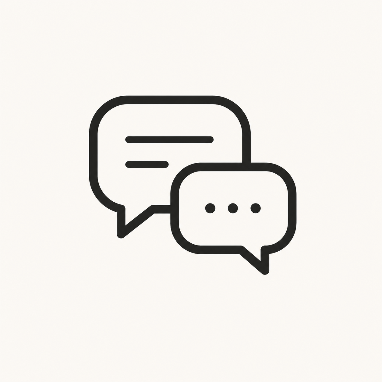 Icônes de bulles de conversation en ligne, représentant un chat ou une messagerie.