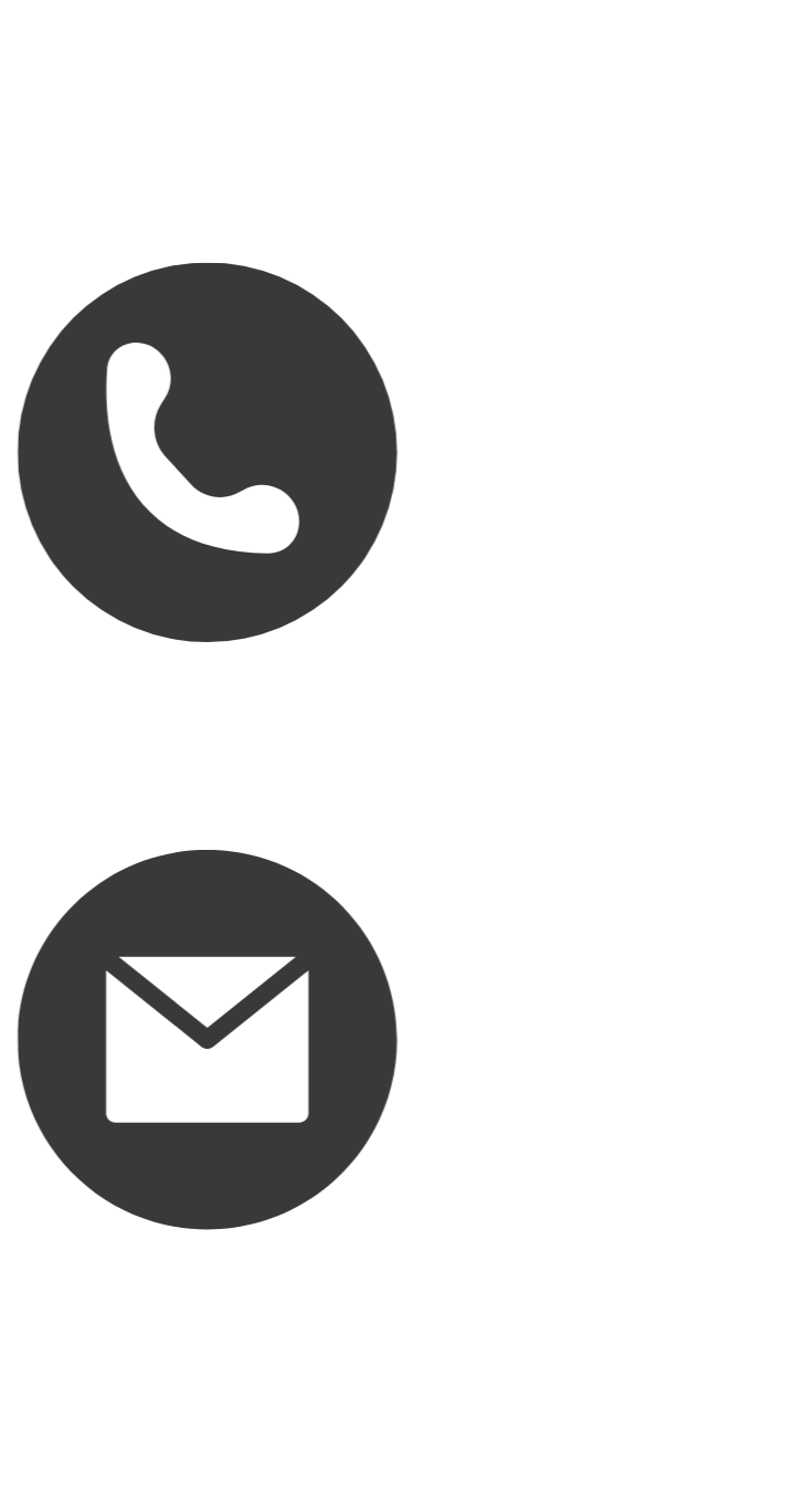 Icons for a phone and email on a black background with text explaining contact methods.
