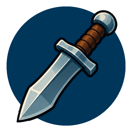 Medieval dagger representing creative courage, bold ideas, and independent decision-making at The Armoured Pug.
