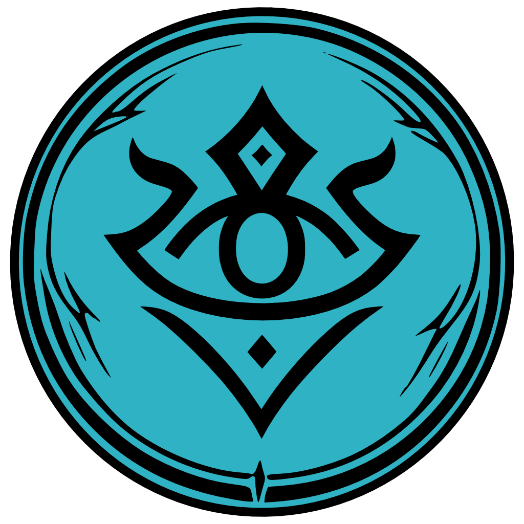 Veil soulmark symbol from Chronicles of Arynbel, shown as a circular blue emblem with a black eye-like glyph.